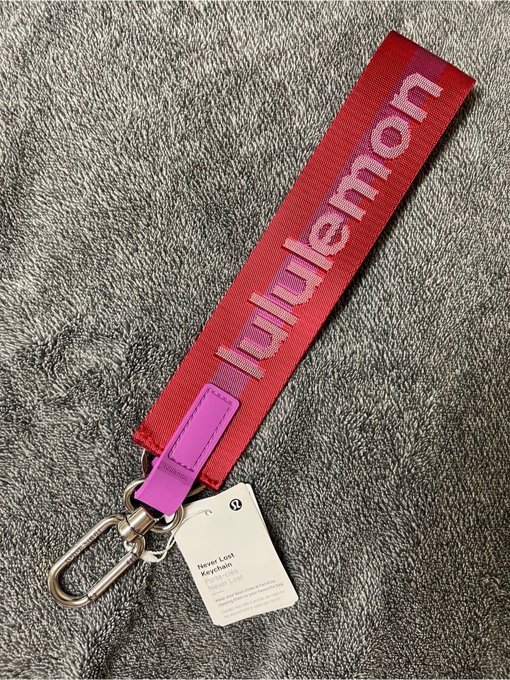 lululemon athletica Red and Pink Keychain Strap with Logo